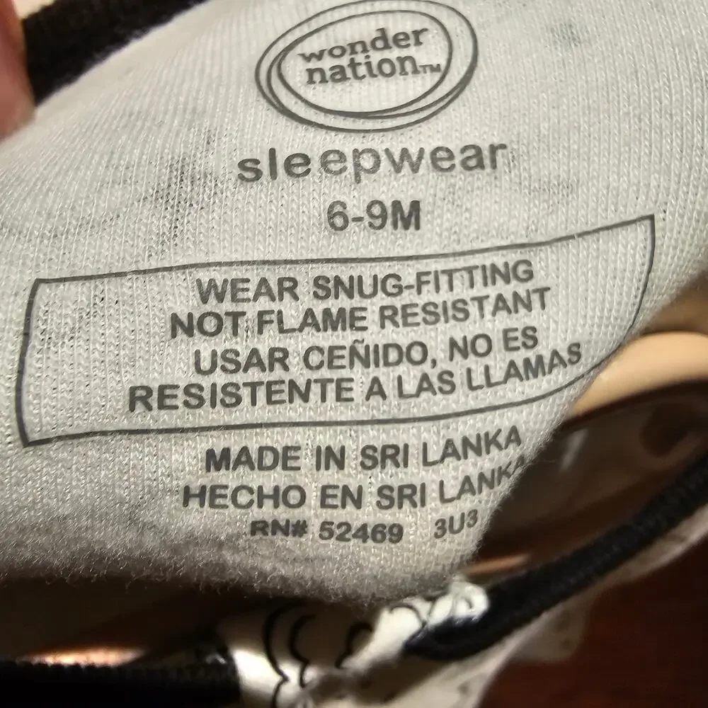 Wonder Nation Baby 6-9M Sheep Print Footed Sleeper Cotton Neutral Sleepwear